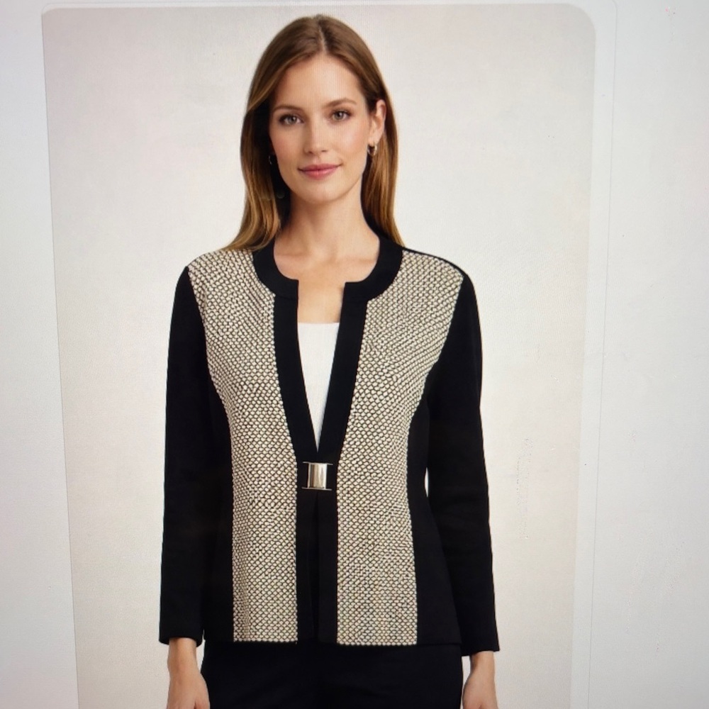 Jones New York Black and Cream Sweater XL